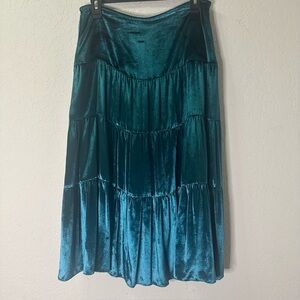 INC International Concepts Teal Velvet A-Line Skirt